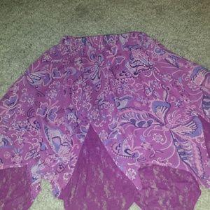 Dark pink scarf skirt with lace insets